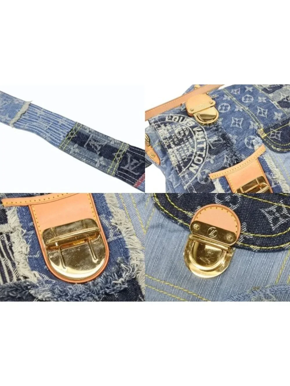 Louis Vuitton Patchwork Posty Messenger Bag Monogram Denim Blue